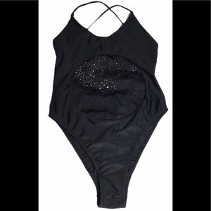 BOOHOO Laser Cut Cross Back Swimsuit Black 6